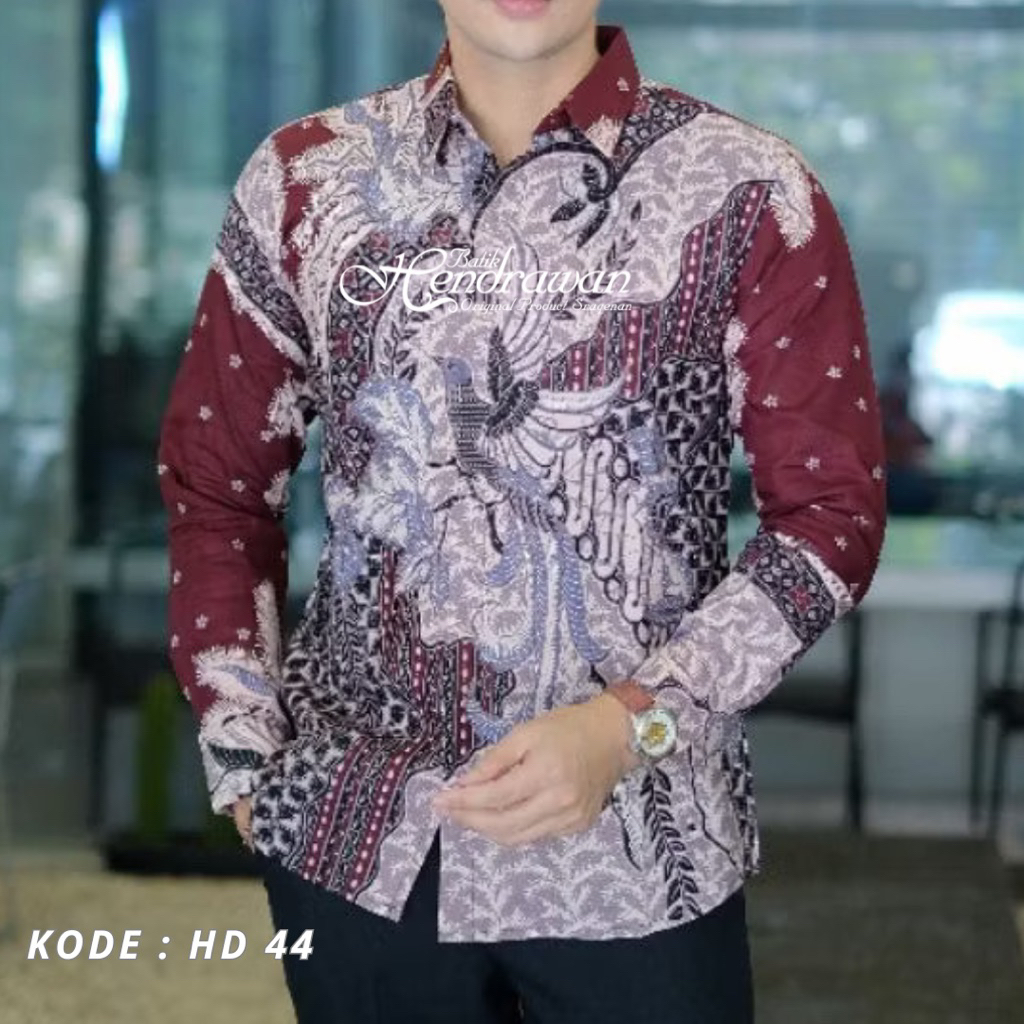 Kemeja Batik Lengan Panjang Pria Katun Furing Solo Premium - Batik Hendrawan HD 44