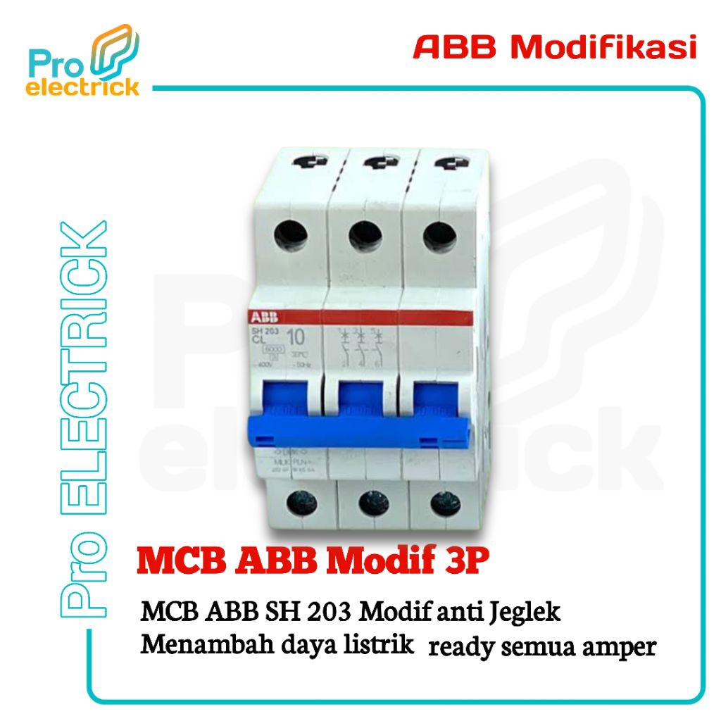 MCB PLN ABB SH 203 MODIF ANTI JEGLEK 3P 6a 10a 16a 20a 25a 35a 50a 63a