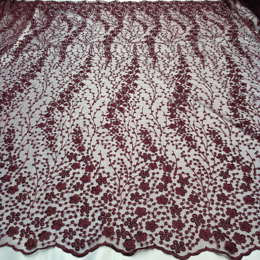 (COD)Kain Tulle Bordir Bungga Salur/Bakal Kebaya Bordir Premium