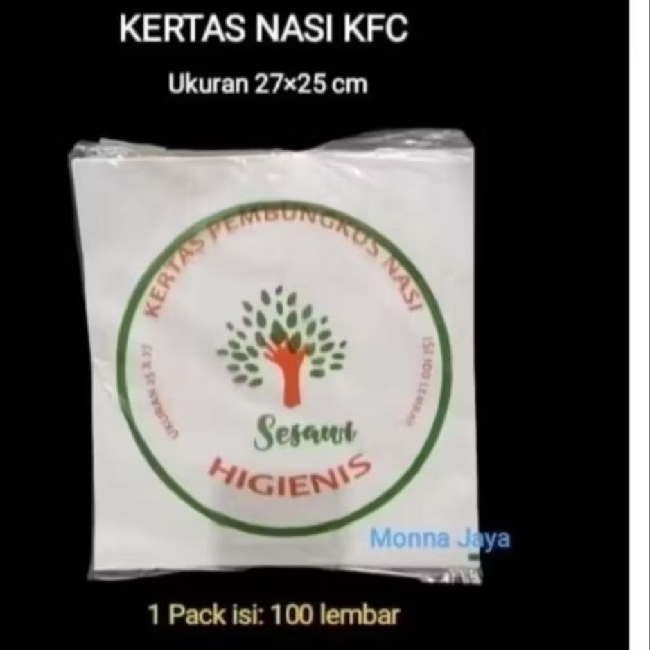 Kertas Nasi KFC/Kertas Bungkus Nasi Kebab Burger Ayam Goreng/ Putih/ Isi 100 pcs