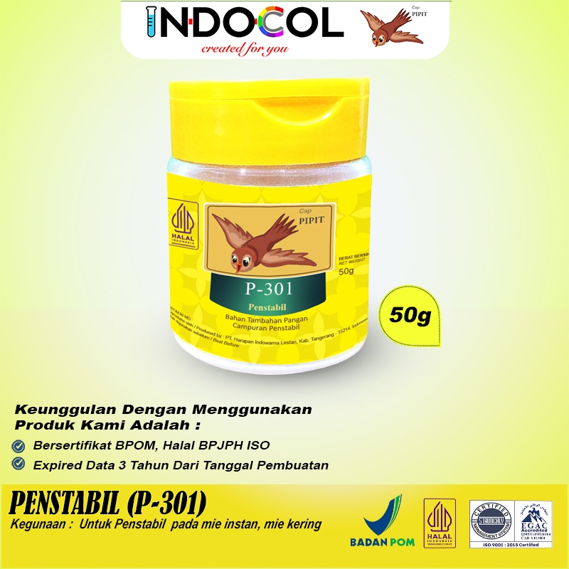 

PENSTABIL P-301 (Pengenyal Extra Spesial utk Mie) Cap Pipit @50g