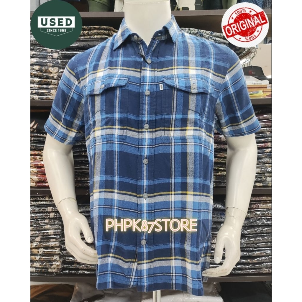 Kemeja pendek pria kotak-kotak USED,kemeja pendek original