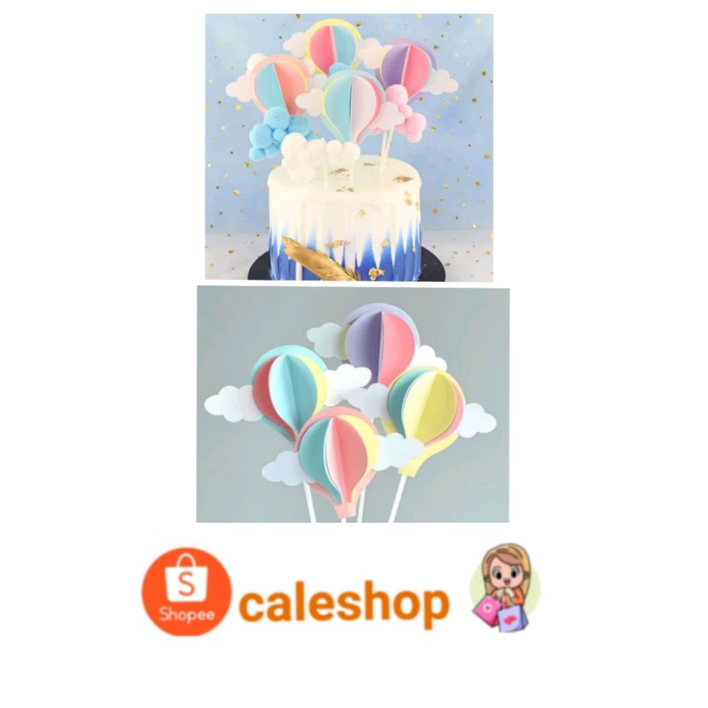 Topper Kue Ulang Tahun Balon Udara Awan
