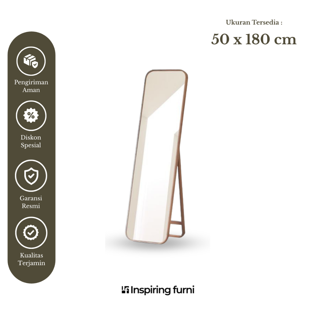 standing mirror persegi kayu jati minimalis