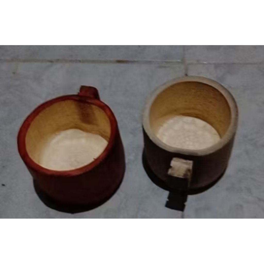 cepuk pakan dan minum burung bahan bambu