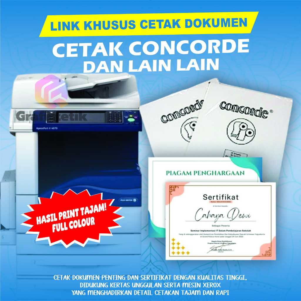 CETAK DOKUMEN KERTAS PREMIUM – CONCORDE / ART PAPER / BUFFALO | BY GRAFISTETIK