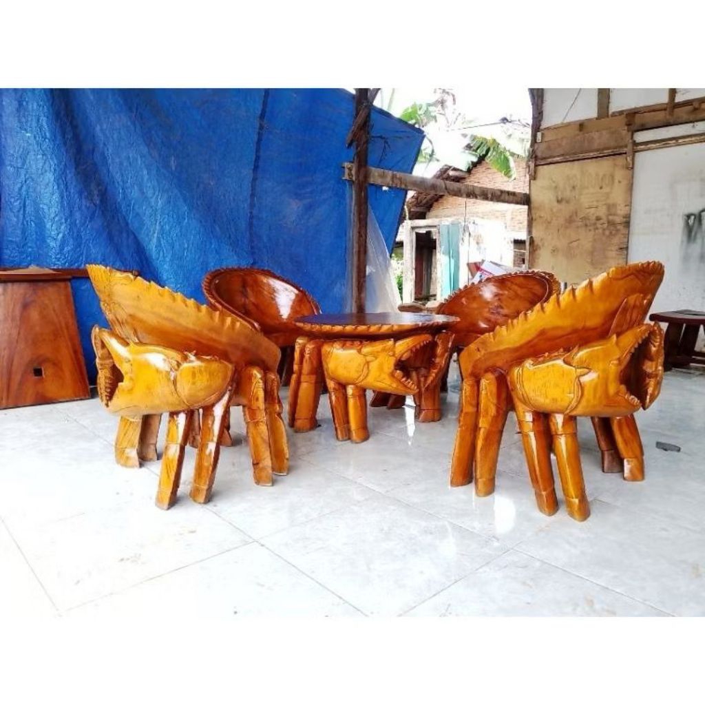 SET MEJA KEPITING/KURSI KEPITING/MEBEL JATI JEPARA