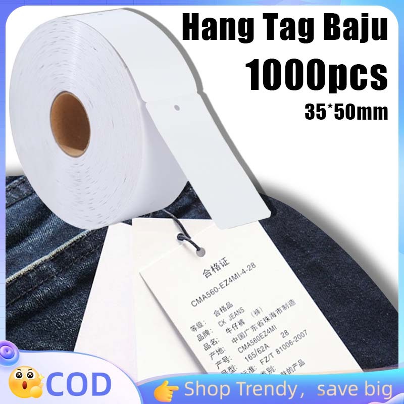 

1000pcs Hang Tag Baju 35*50mm Hang Tag Label Custom Hangtag Baju Abel Tag Baju