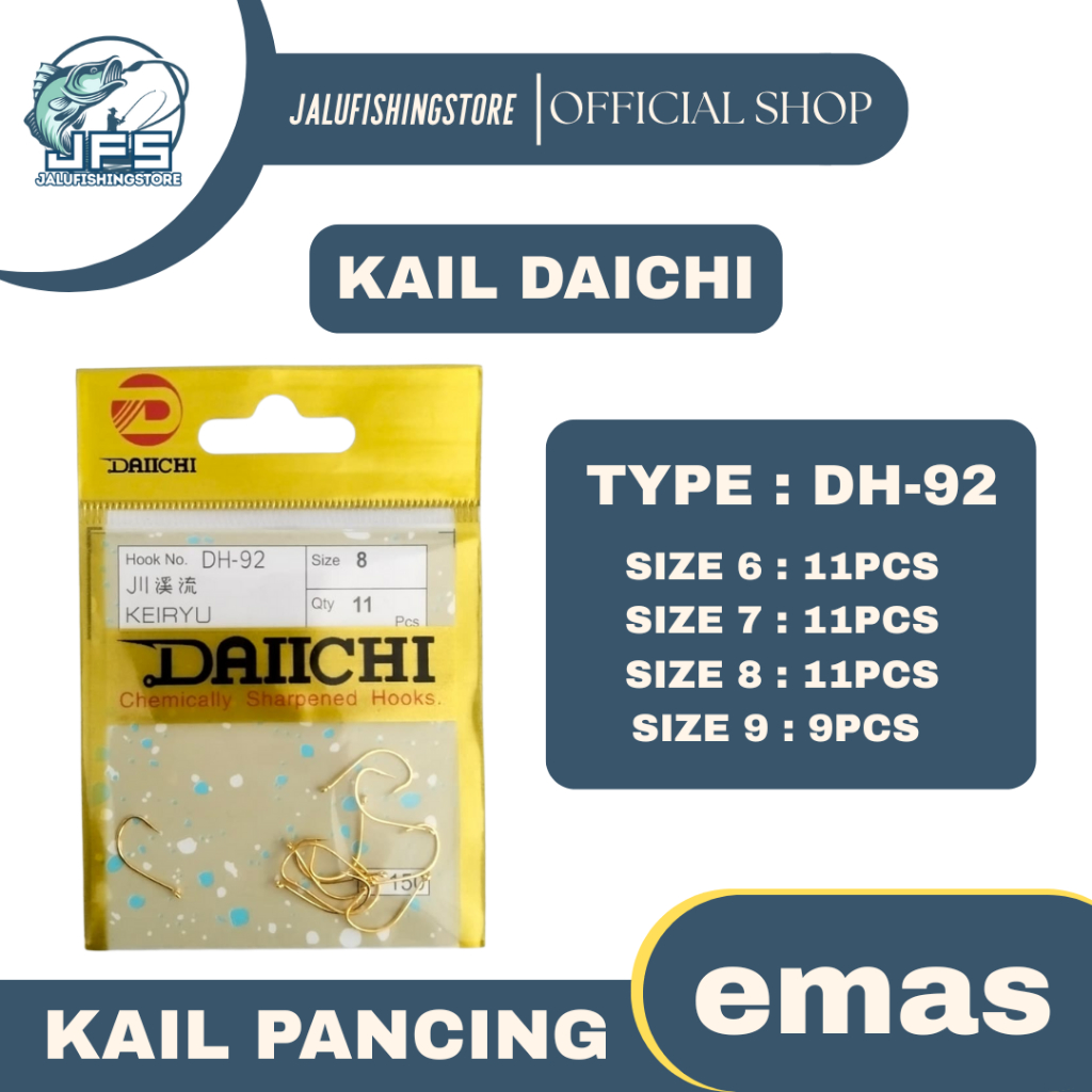 Kail Daiichi DH-92 - Kail Pancing Size 6 - 9 Warna Emas Super Tajam