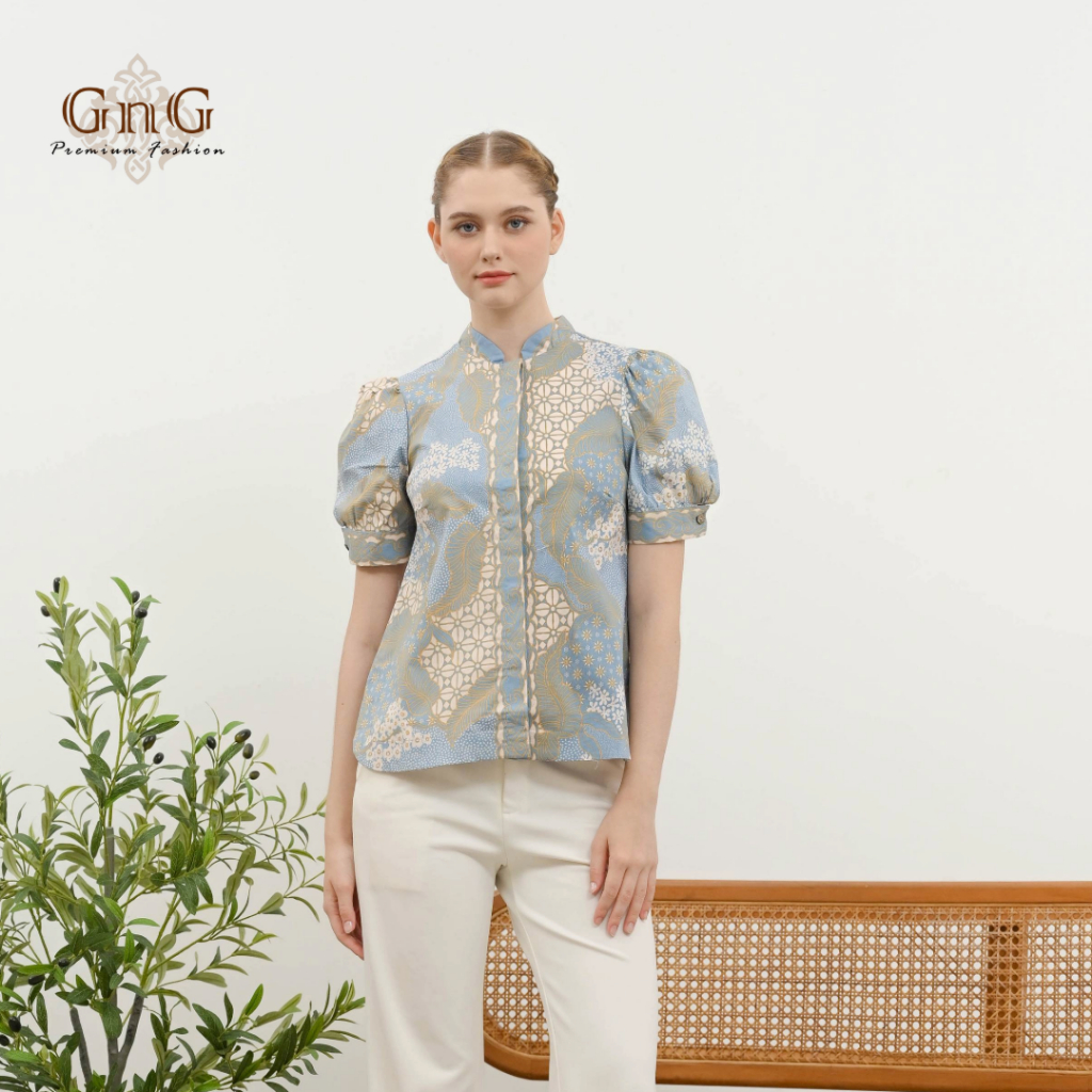 Atasan Batik 317 ICE Blue/ Kemeja Batik/ Blouse Batik/ Seragam Batik/ Batik Wanita/Nuansa Batik / Ba