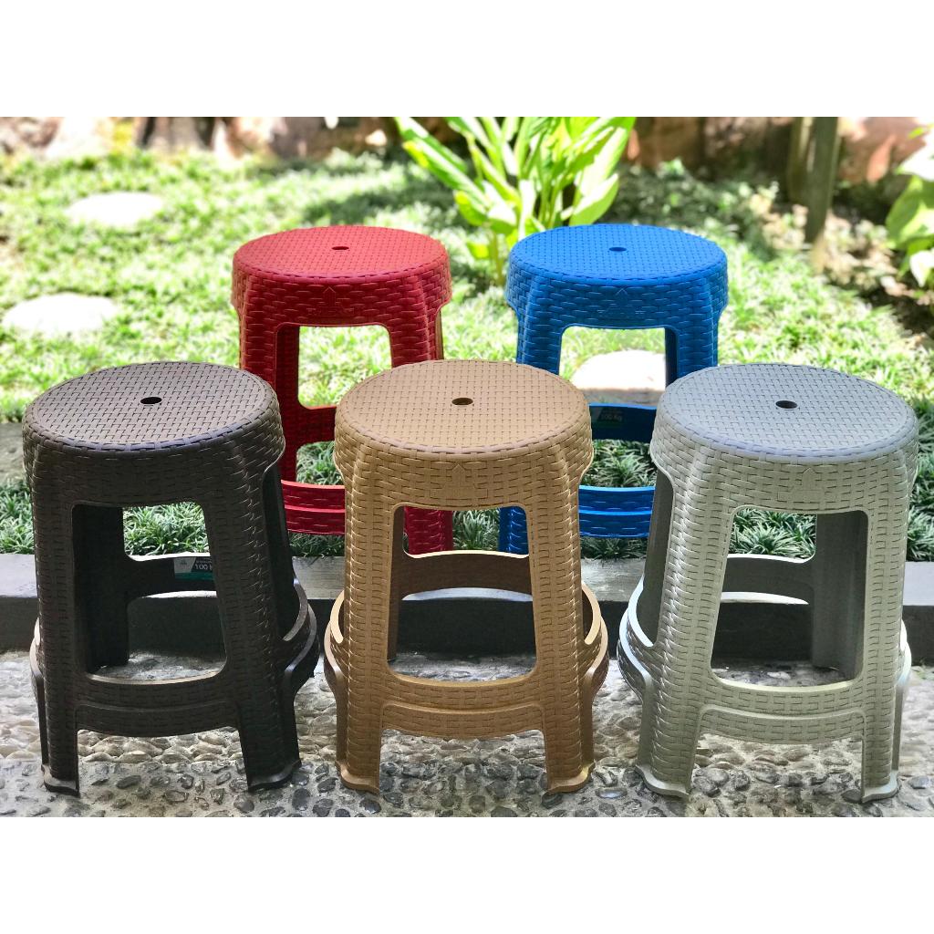 Kursi Bakso Bulat Olymplast Motif Rotan