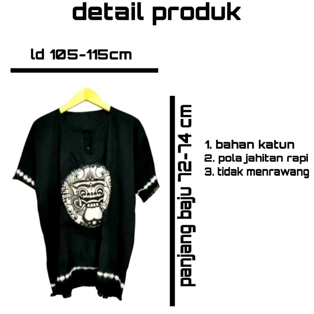 Baju Barong Bali Hitam Adem Unisex Kaos Bali Atasan Bali Baju Pantai Pria