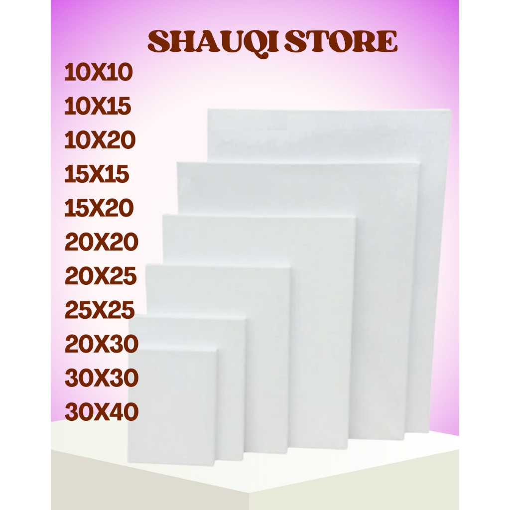 

Kanvas Lukis / kanvas Polos Ukuran 10X10, 10X15, 10X20, 15X20, 20X20, 20X25, 25X25, 20X30, 30X30, 30X40 CM