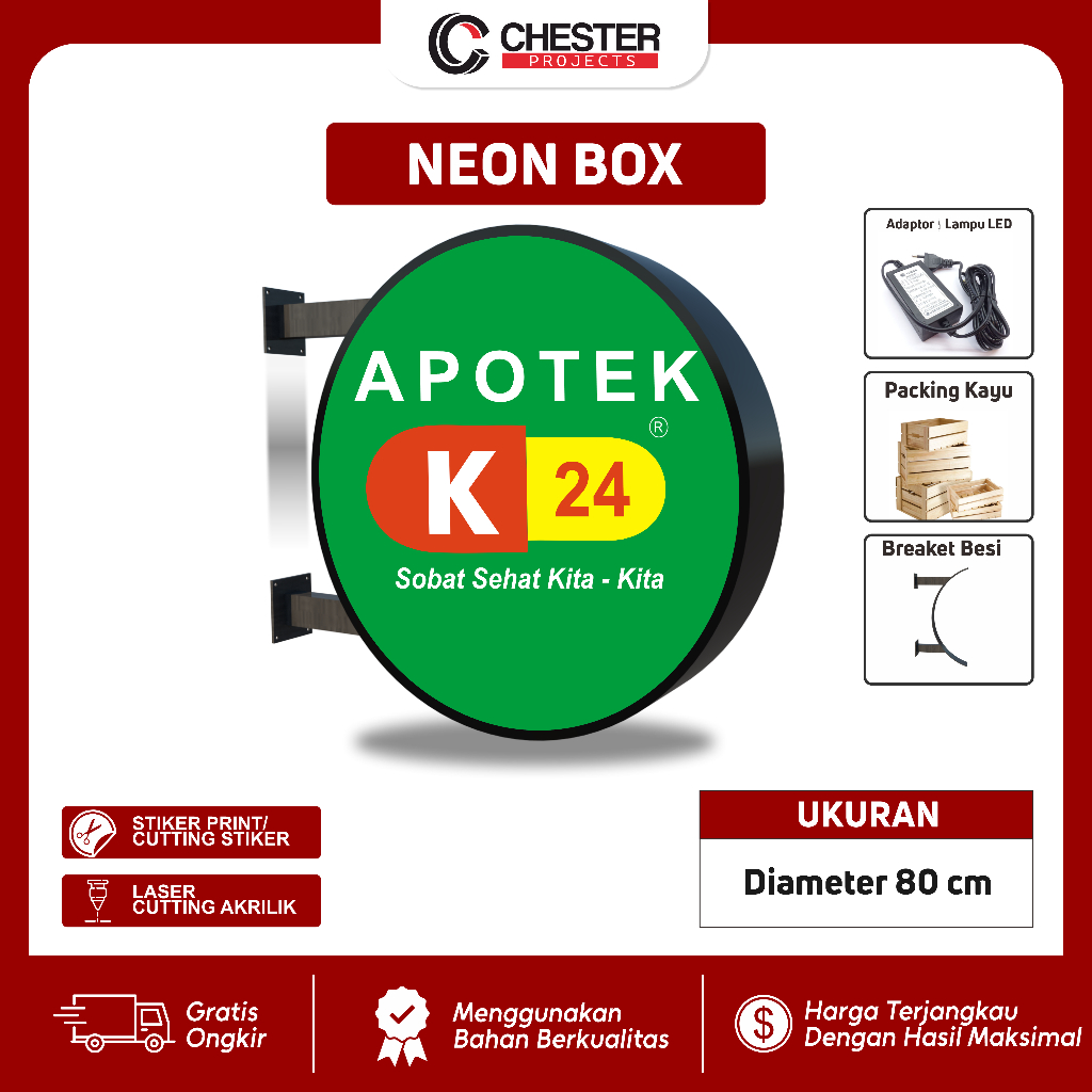 Neon Box Custom Logo | Apotek K24 | Akrilik 3mm