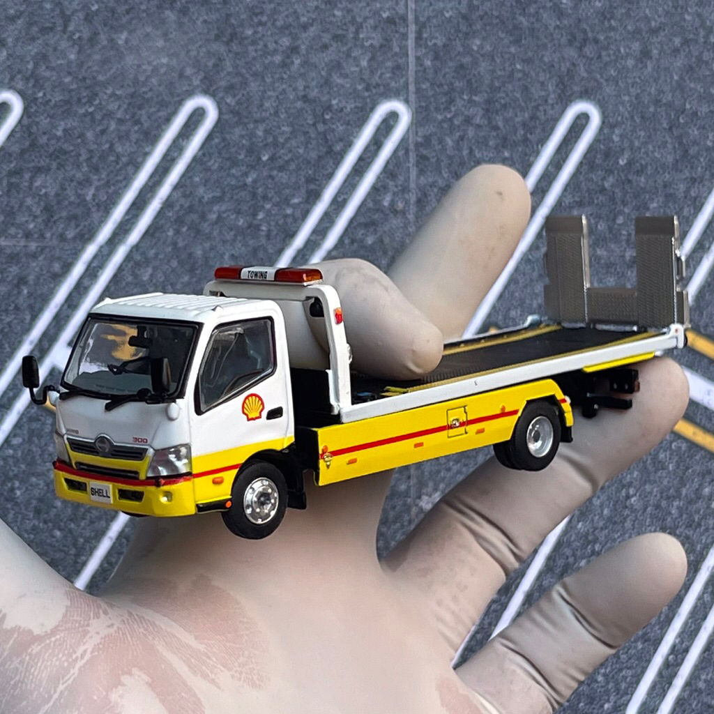 Diecast Tiny 163 Shell Flatbed Tow Truck HINO 300 Hong Kong