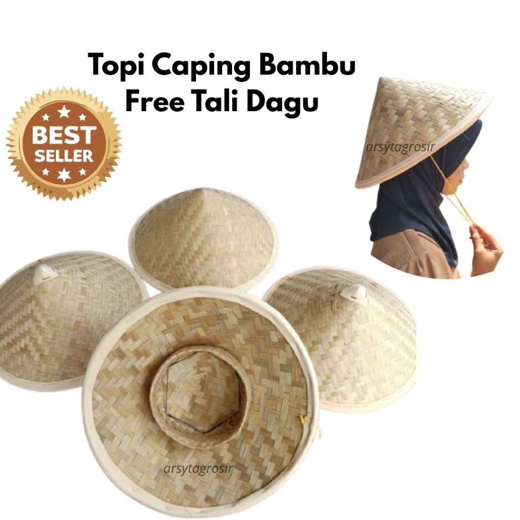 Tudung petani/Caping petani dari bambu plus kopiah