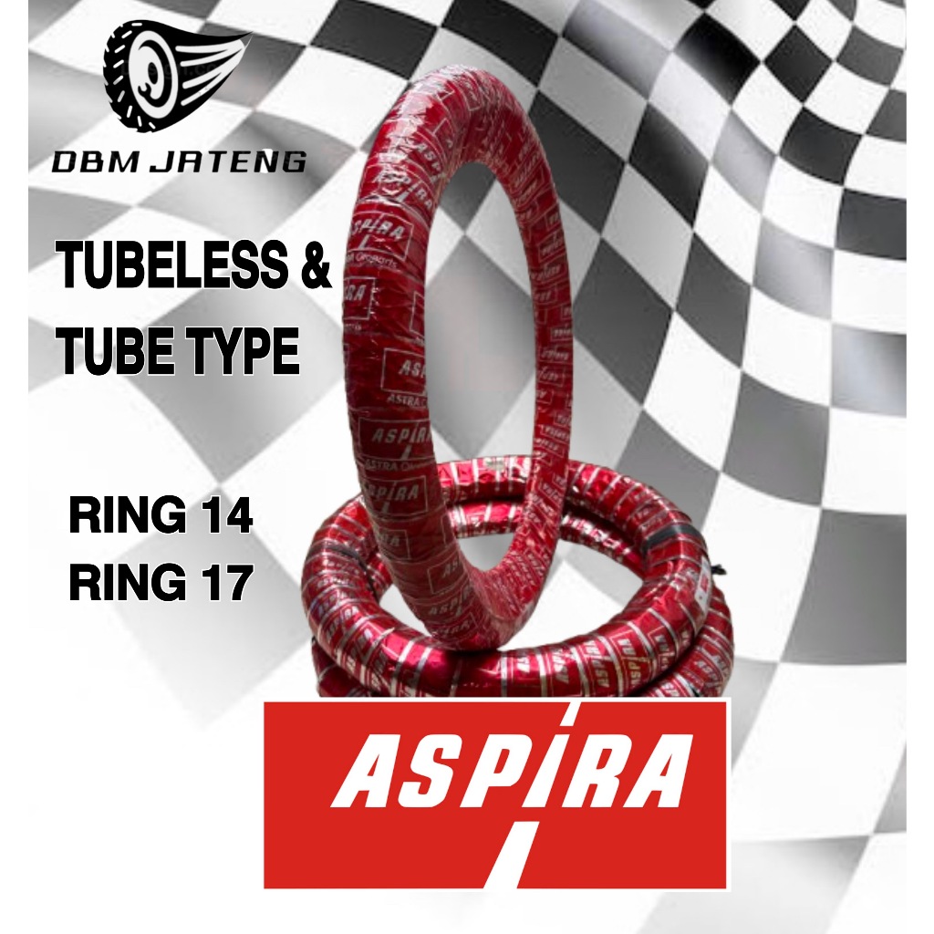 100% ORIGINAL & BARU BAN ASPIRA TUBELESS TUBE TYPE TT RING 14 DAN 17 UKURAN 2.25-17 2.50-17 2.75-17 
