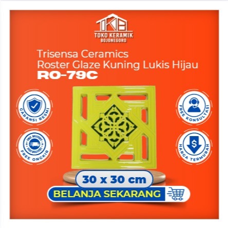 Ventilasi Udara Roster Keramik 30x30 cm Trisensa RO-79C Masjid Kuning Lukis Hijau