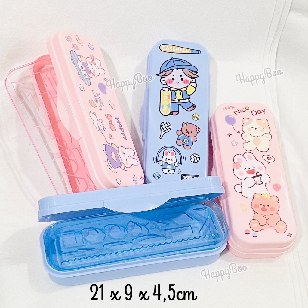 

box tempat pensil / kotak pensil penggaris shape 2 tingkat pastel labirint bopa edukasi