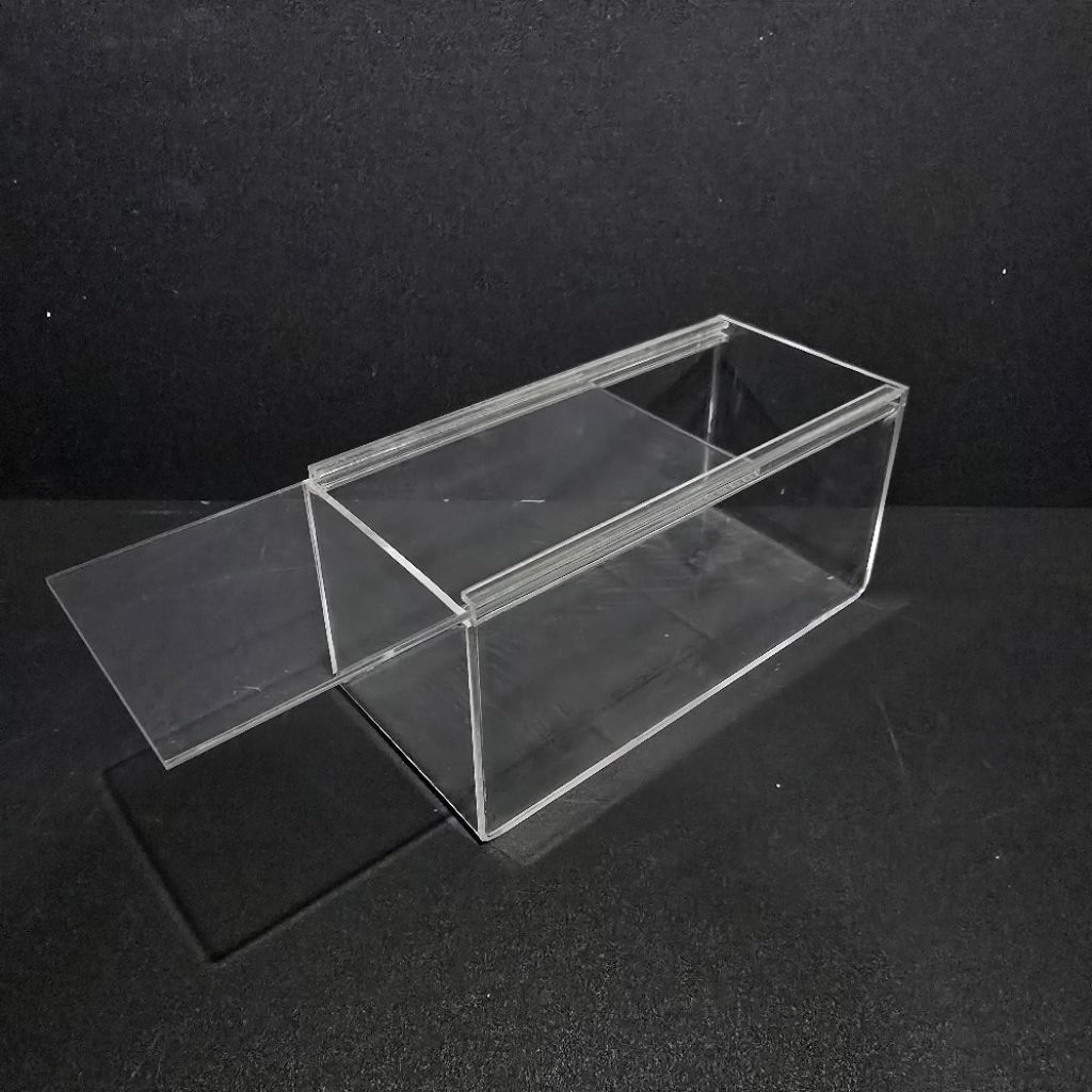Kotak masker kf94 TUTUP SLIDING uk 21x10x10 Akrilik / Tempat box serbaguna ACRYLIC