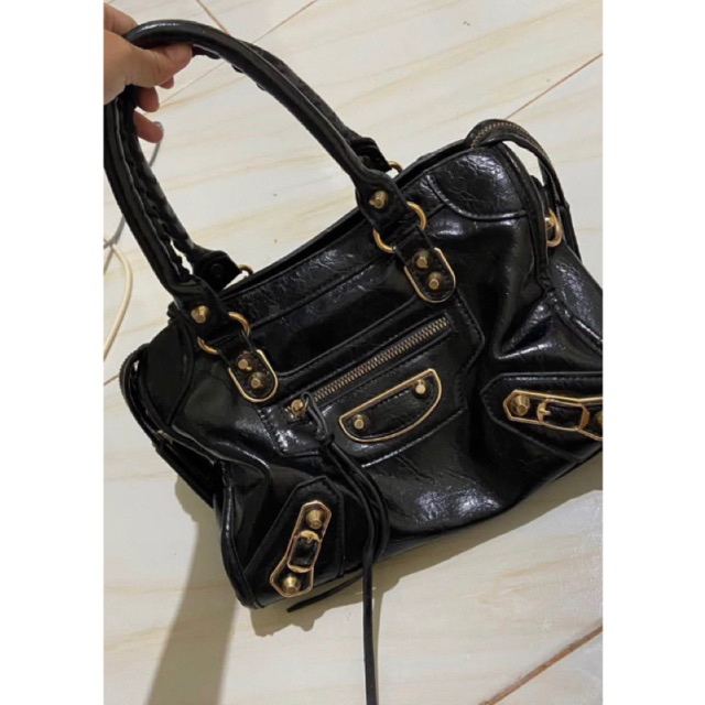 Prelove BALENCIAGA Metalic Edge City Black / prelove balenciaga / tas cantik /tas mewah