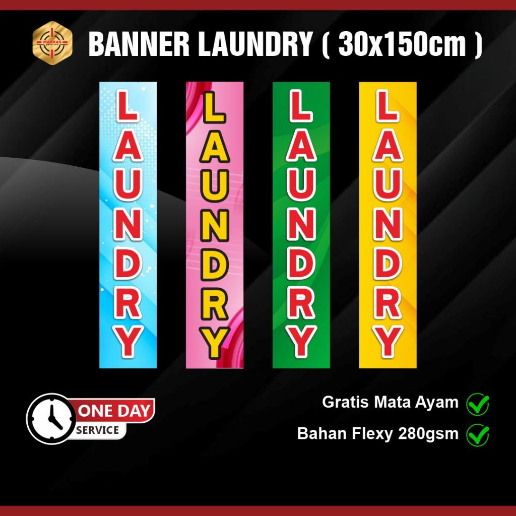 [ 30x150cm ] Banner Berdiri Laundry / Tulisan Banner Plang Laundry