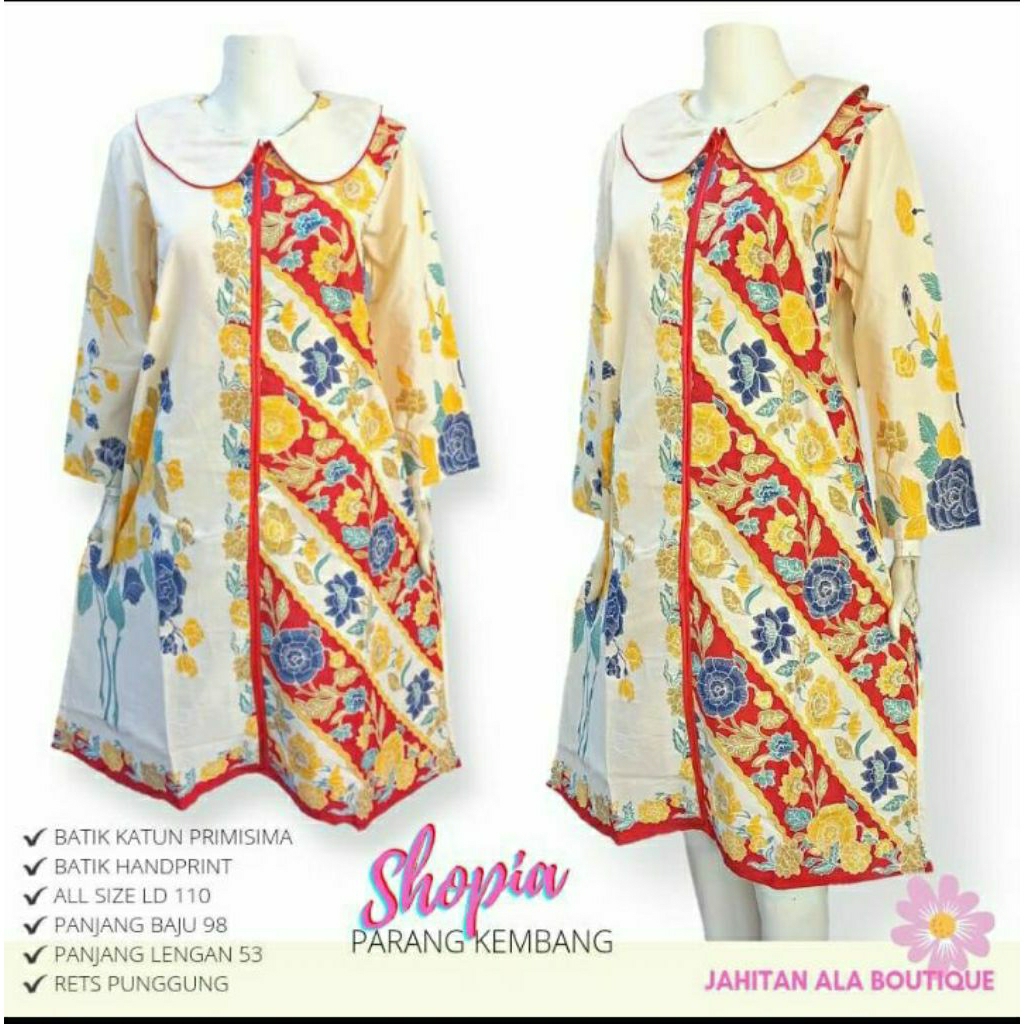 Tunik Shopia Kembang Batik Solo Tunik Batik Wanita