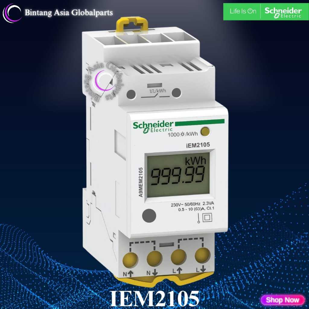 iEM2105 KWH Meter Digital Schneider 1 Phase A9MEM2105-TERA 1p Original / KWH Meter 1 Phase 63a iEM21