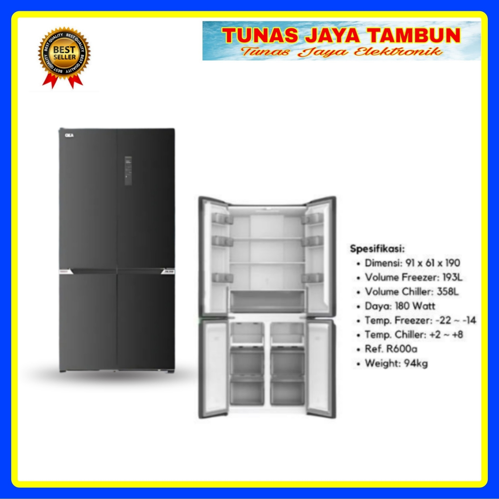 KULKAS GEA G4D 551BLACK INOX / KULKAS GEA SIDE BY SIDE 551 LITER INVERTER / GEA G4D-551 BLACK INOX