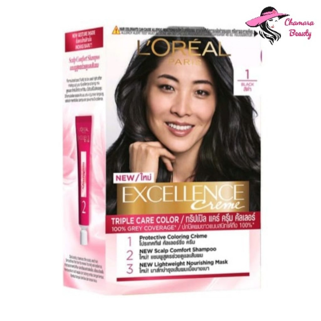 L'Oreal hair color #1 Black,Semir rambut loreal,hair color loreal black,semir loreal hitam