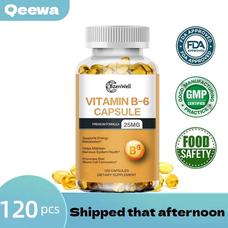 BzenWell Vitamin B6 25mg 120 Kapsul Premium Untuk Rambut Kulit Saraf