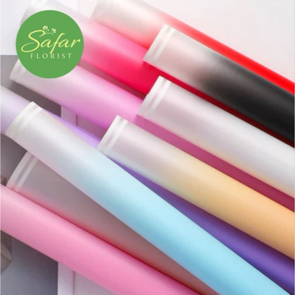 

[ 5 Lembar ] Cellophane Gradient Matte Double Line Flower Wrapping Paper Kertas Gradasi Buket Bunga