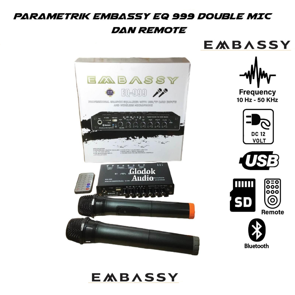 Parametrik Equalizer Embassy EQ 999 Bluetooth + Mic Wireless / Alat Karaoke Di Mobil Pre Amp Mobil