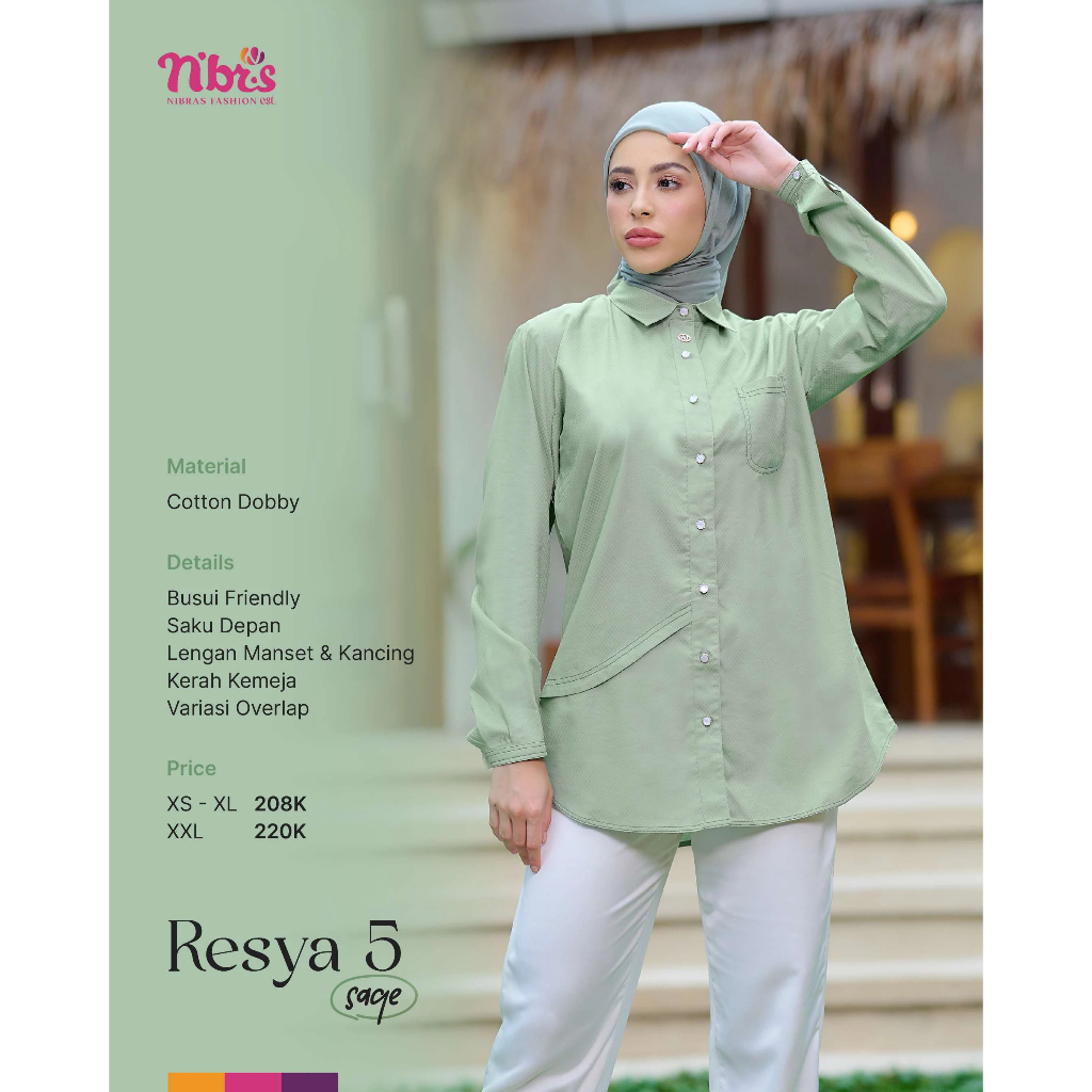 Atasan Nibras Resya 5 Baju Kemeja Wanita Bahan Katun