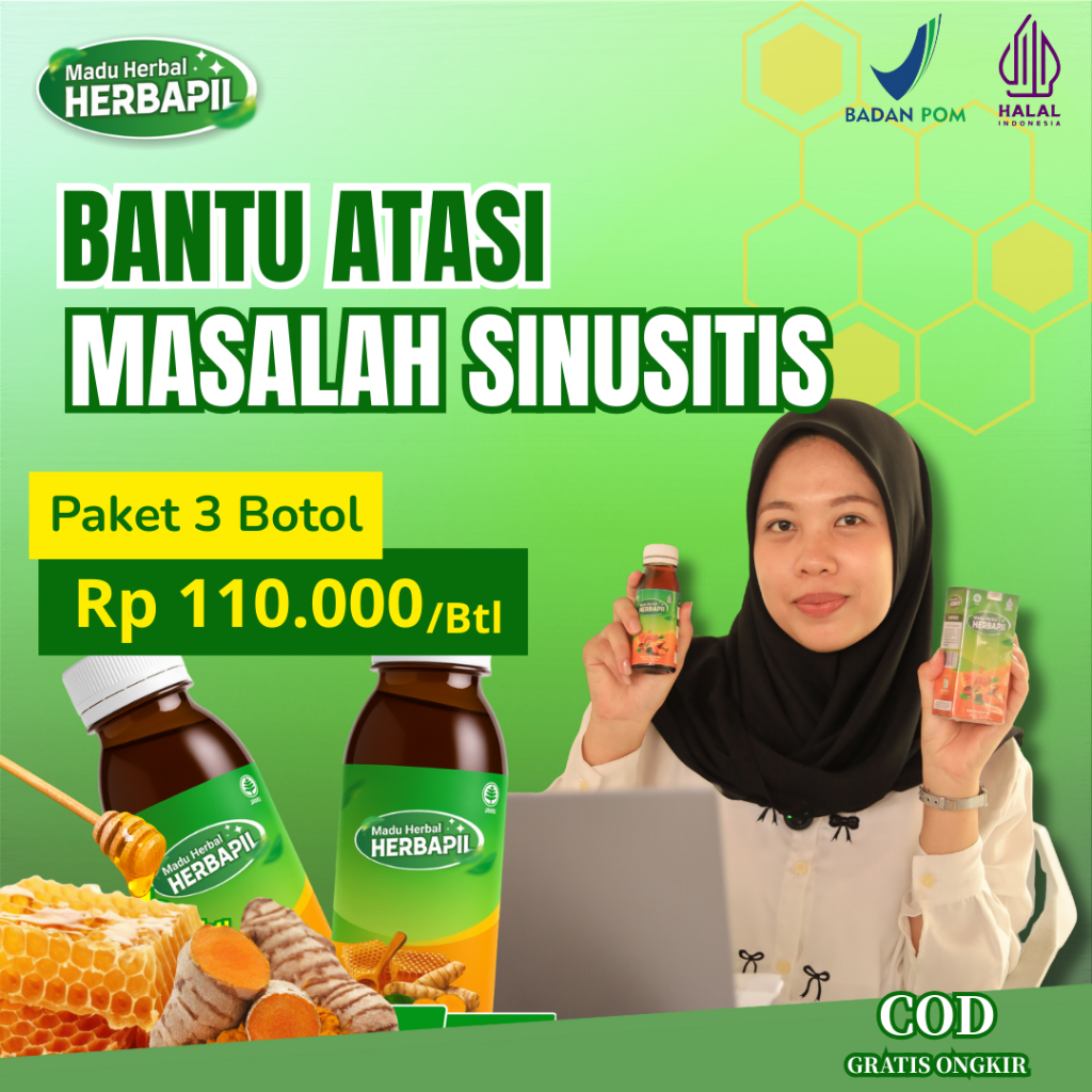 

Paket 3 Botol Madu Herbapil Madu Herbal Alami Atasi Sinusitis