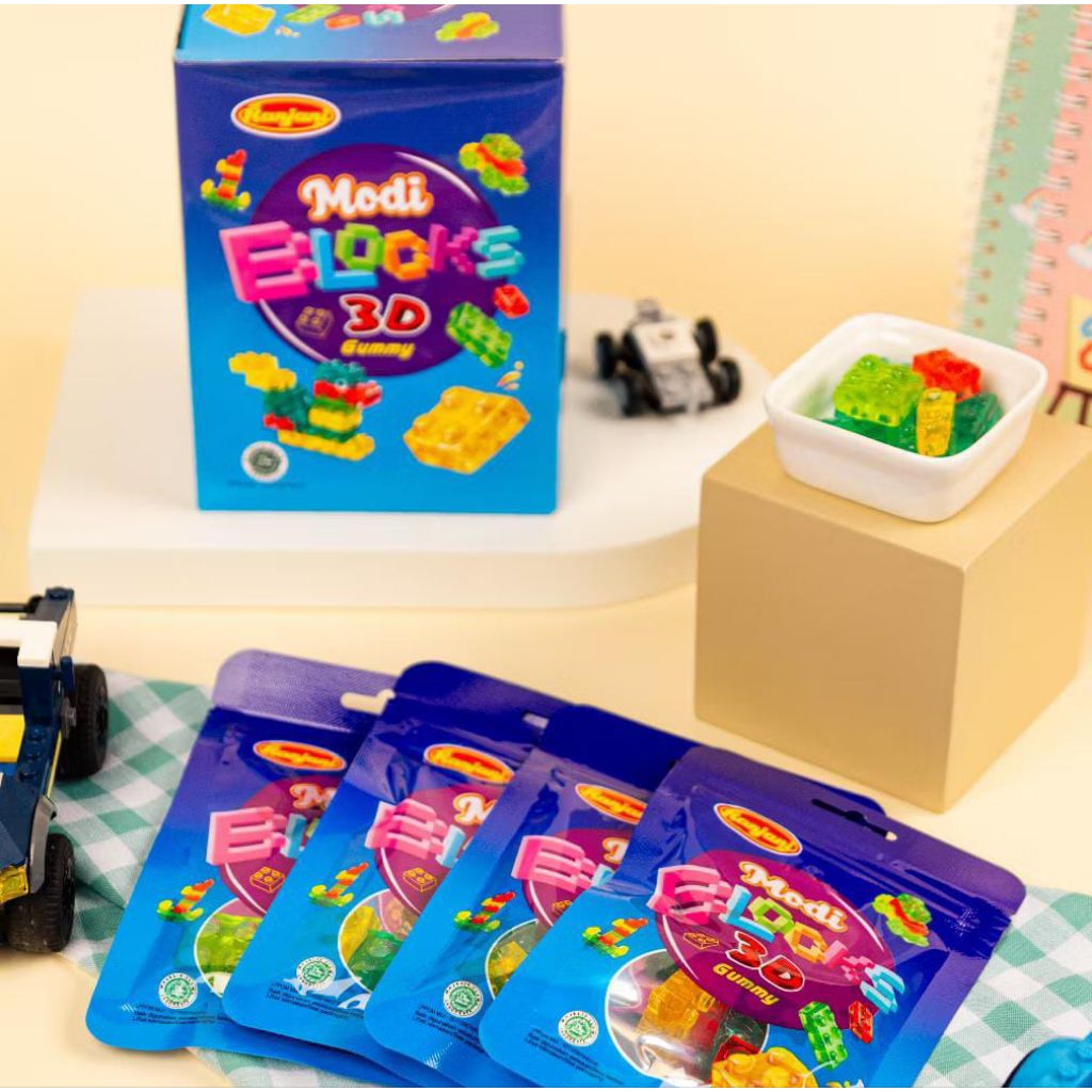 

RANJANI PERMEN MODI BLOCKS 3D (HALAL) GUMMY CANDY ISI 12