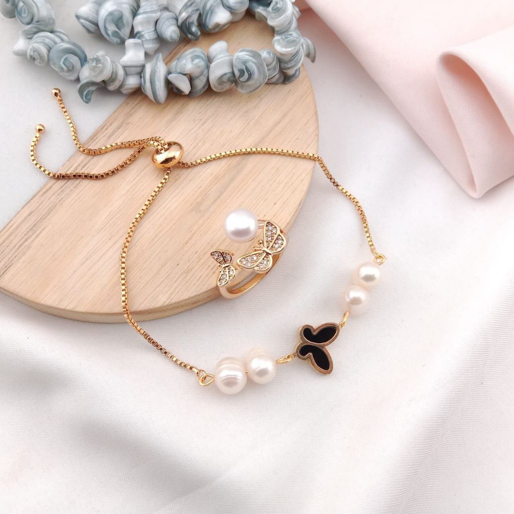 Set Gelang Cincin Mutiara Asli Bersertifikat | Ikat Rhodium | Perhiasan Mutiara lombokparadiselp@gma