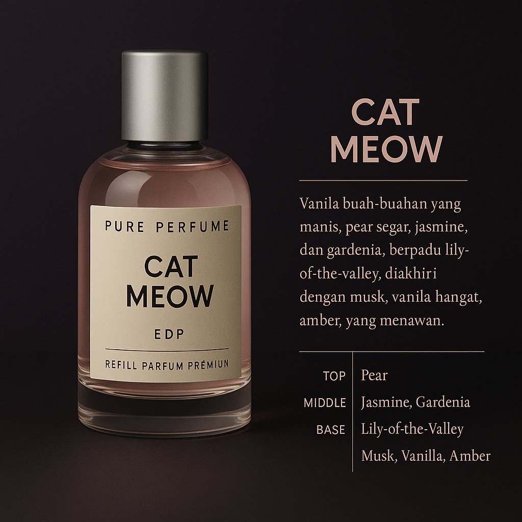CAT MEOW BY PURE PERFUME | REFILL PARFUM PREMIUM WANITA TAHAN LAMA