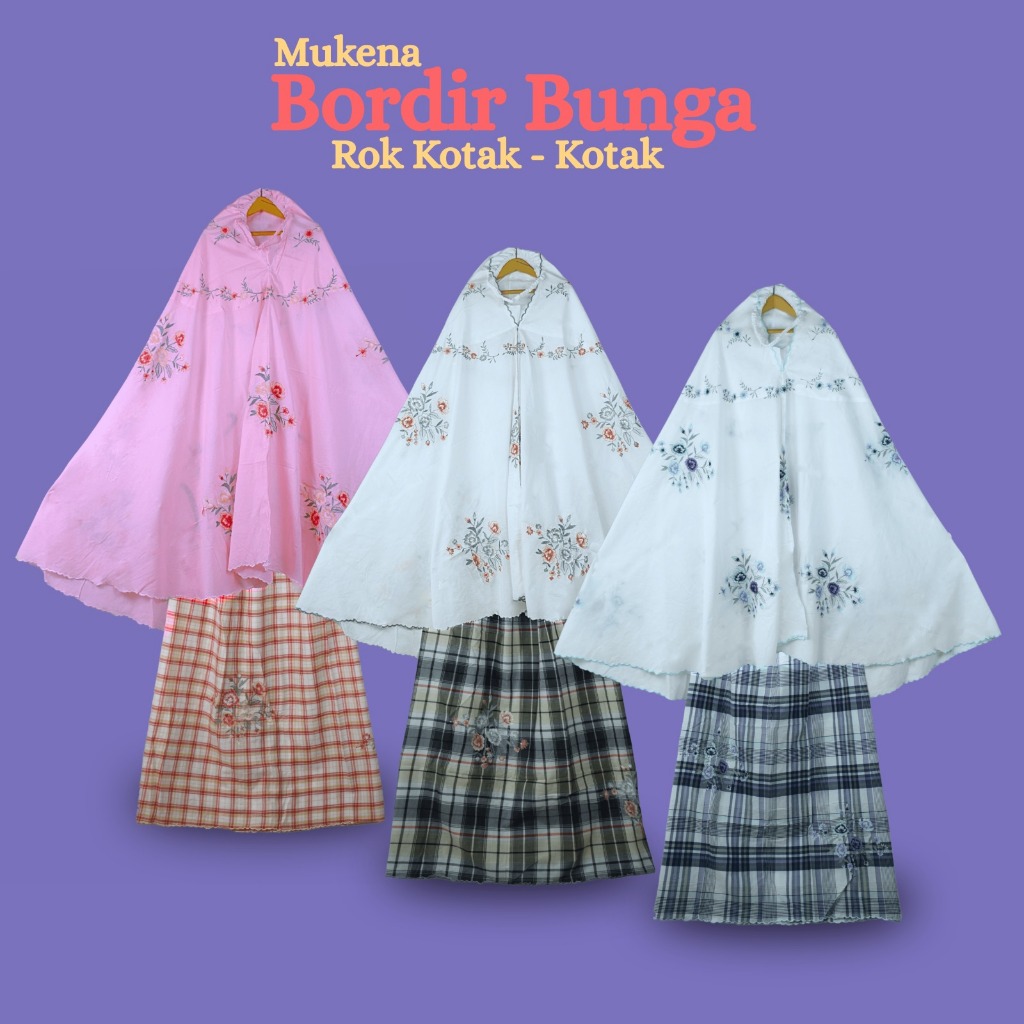 Mukena katun paris bordir premium ukuran jumbo harga terjangkau kualitas bagus aneka warna dan motif