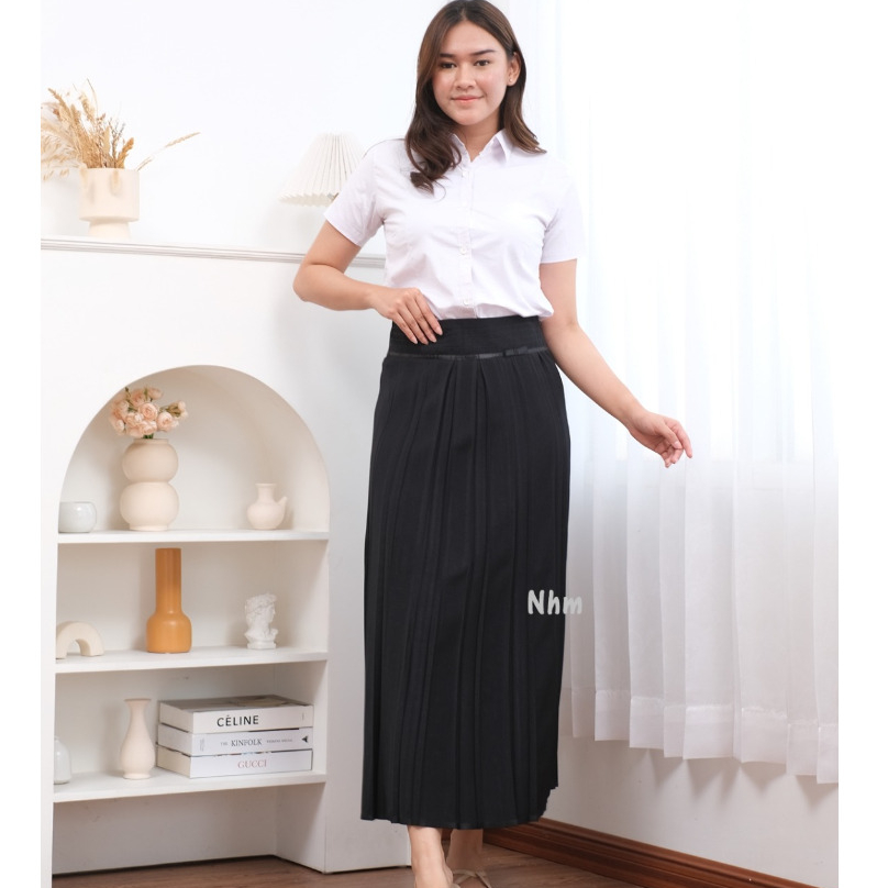 Rok Plisket Panjang Wanita – Rok Kerja / Kuliah / Casual Elegan