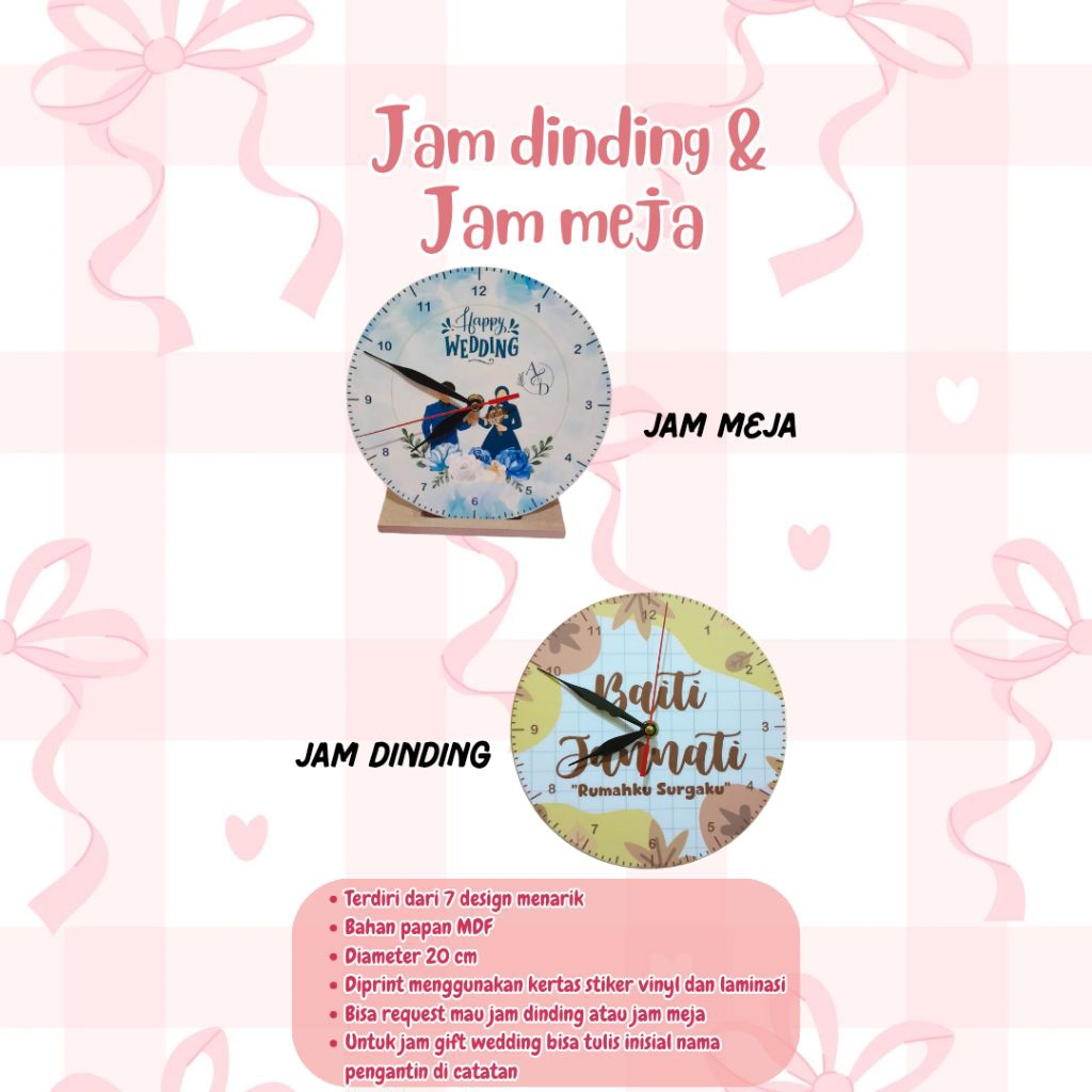 Jam Dinding & Jam Meja MDF – Diameter 20 cm