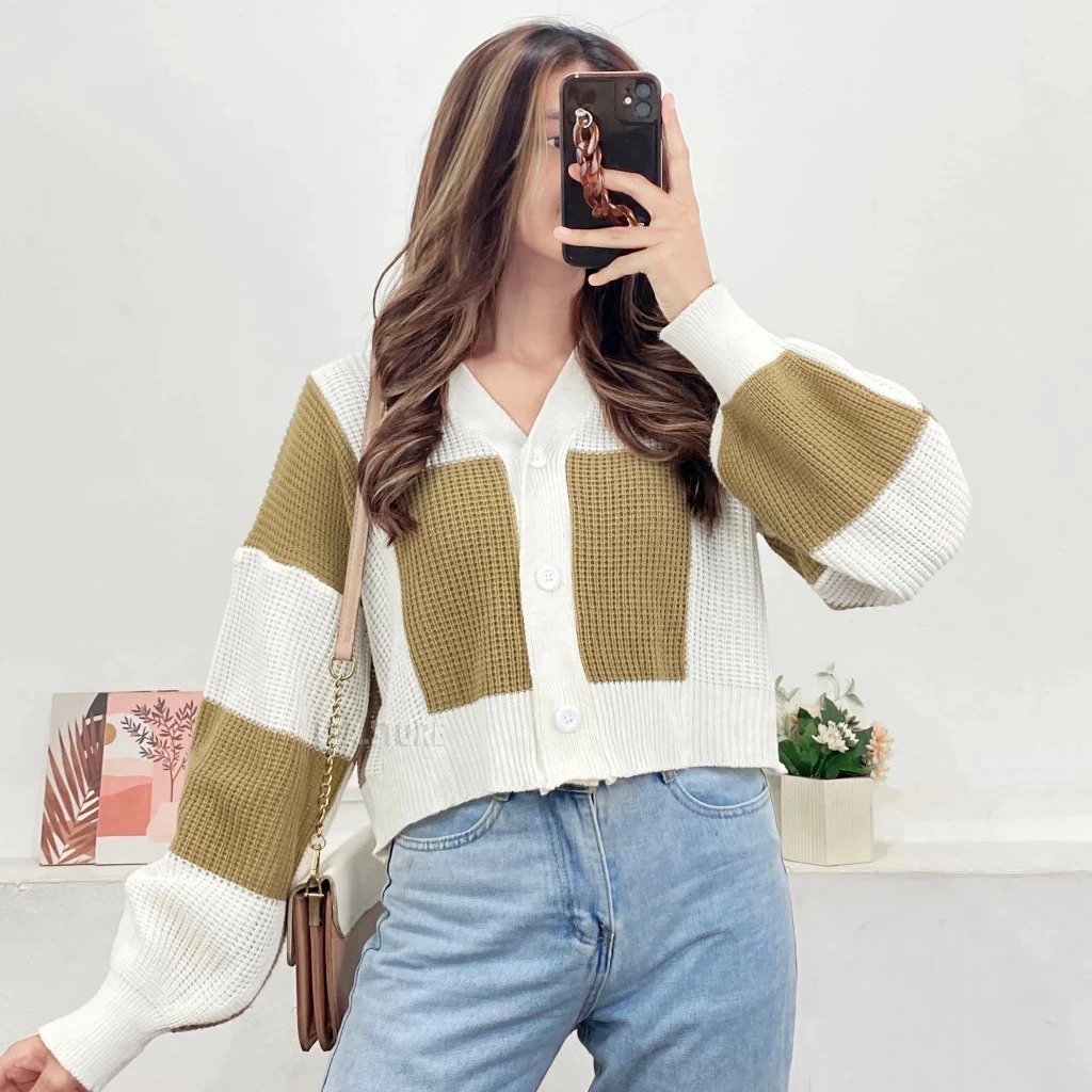 Switer rajut crop Rajut Lola Cardi sweater Rajut Wanita Premium Get 7 TEBAL