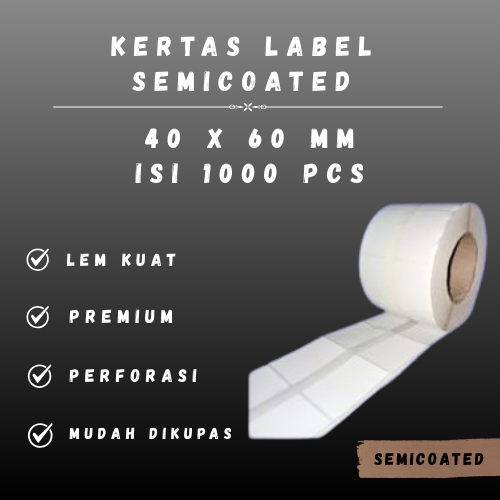 

SC 40 X 60 - 1" @1000 - 2 Line CORE 1 INCH 40X60MM 40 X 60 MM 4X6 CM 4 X 6 CM BARCODE LABEL SEMICOAT STICKER STIKER SC SEMICOATED 1000 PCS