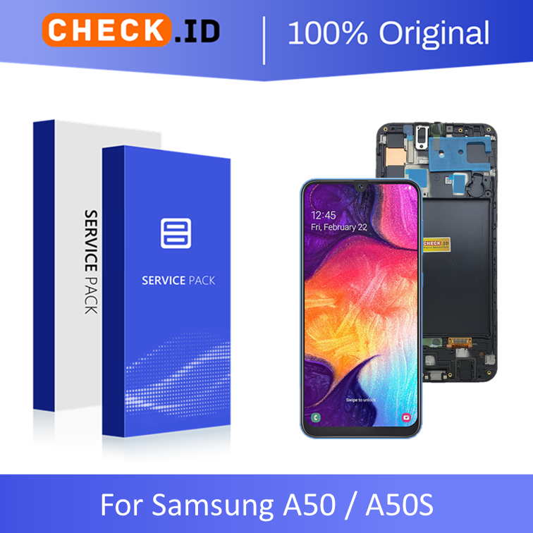 [ CHECK.ID ] AMOLED LCD + FRAME SAMSUNG A50 SM-A505F / A50S SM-A507F ORIGINAL