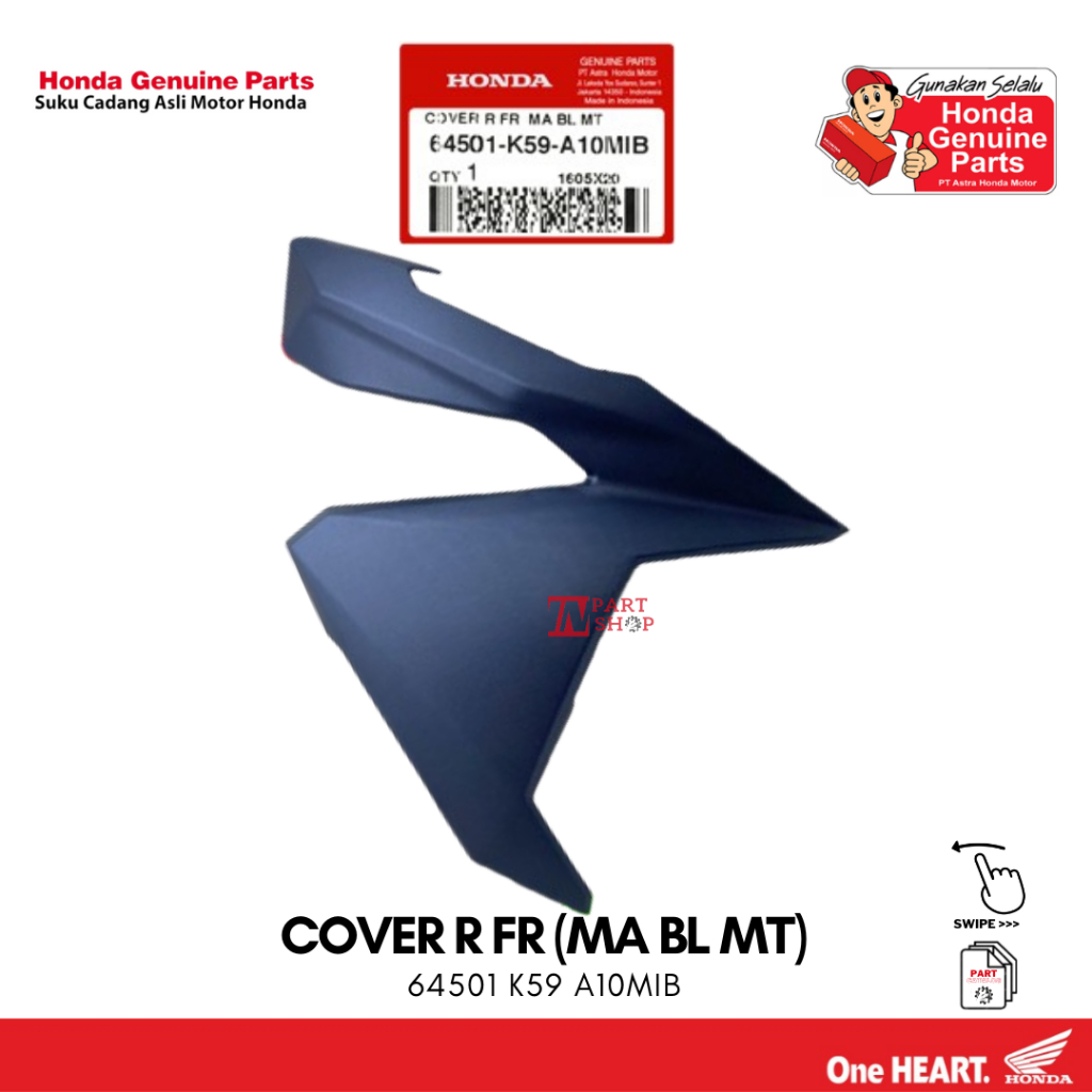 Cover Body Depan Kanan Biru Doff (Cover R FR (MA BL MT)) - Vario 125 eSP K60 & 150 K59 / 64501-K59-A