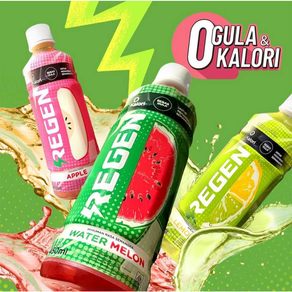 

Regen Minuman Sehat Bebas Gula Botol 450ml | Rasa Apel [Apple] | Rasa Lemon Jeruk Nipis [Lemon Lime] | Rasa Semangka [Water Melon]