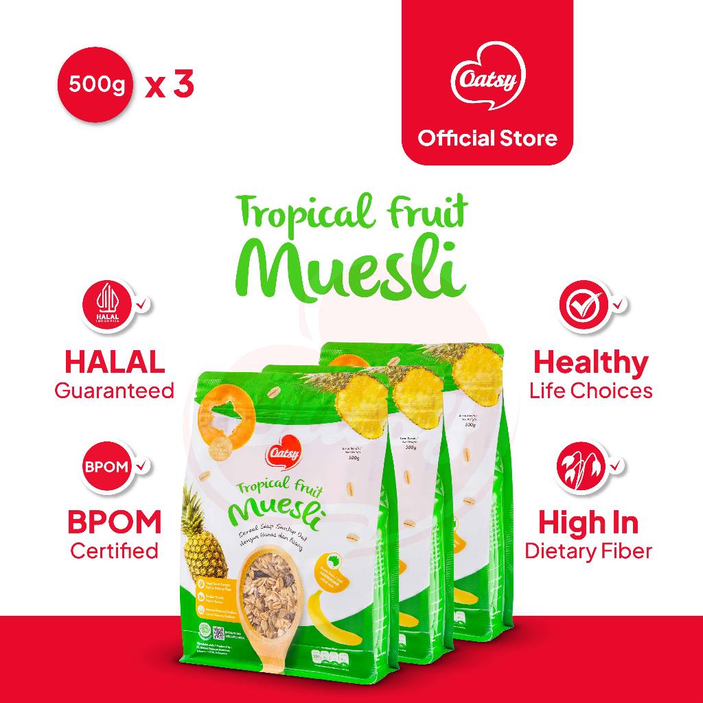 

Oatsy Muesli Tropical Fruit 500g (Triple Pack)