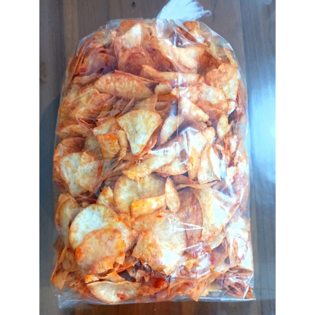 

Kripik singkong asin manis pedas 1 kg 1.000 gr original kriuk snack santai gorengan ubi kayu sampeu