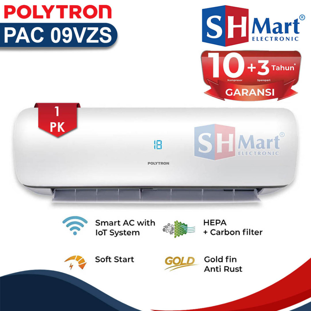 AC POLYTRON 1 PK SMART NEUVA PRO PAC-09VZS WIFI INSTAN HANYA UNIT GARANSI RESMI (MEDAN)