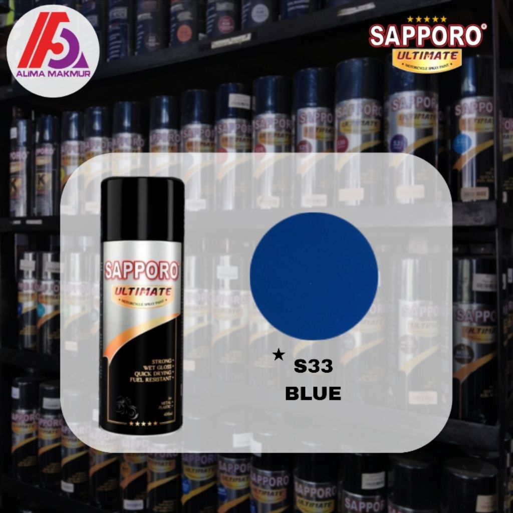 Sapporo Ultimate S33 400ml / Pilok Pilox Sapporo Biru / Cat Semprot Biru